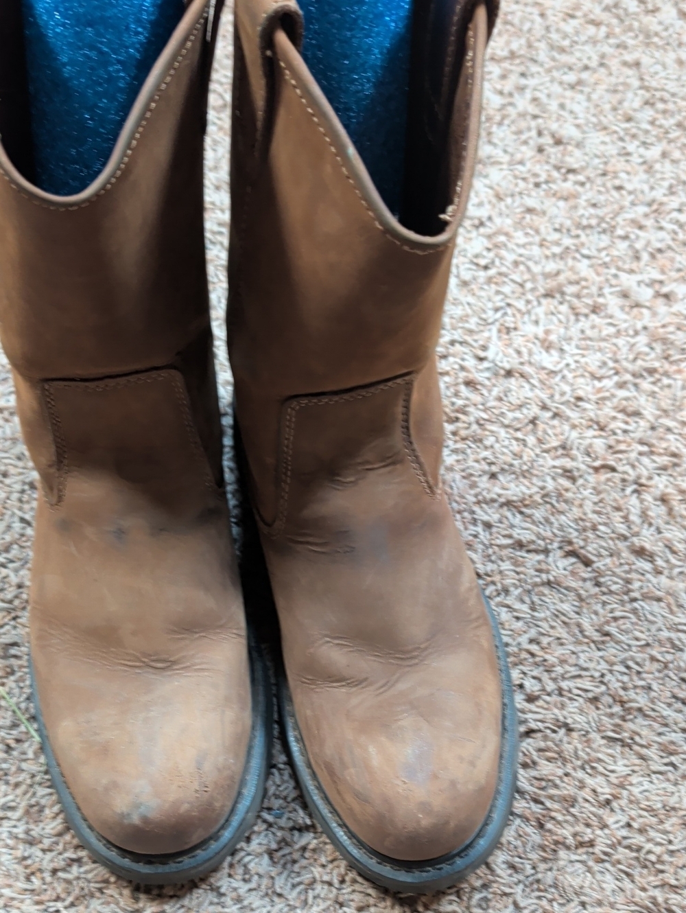Wolverine Brown Leather Cowboy Western Work Boots